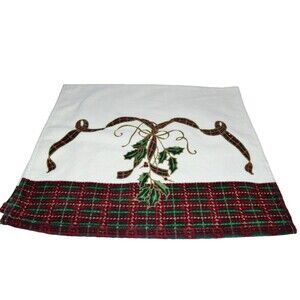 Christmas Lenox Cream off white Holiday Tartan Hand Towel 13X26